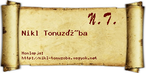 Nikl Tonuzóba névjegykártya
